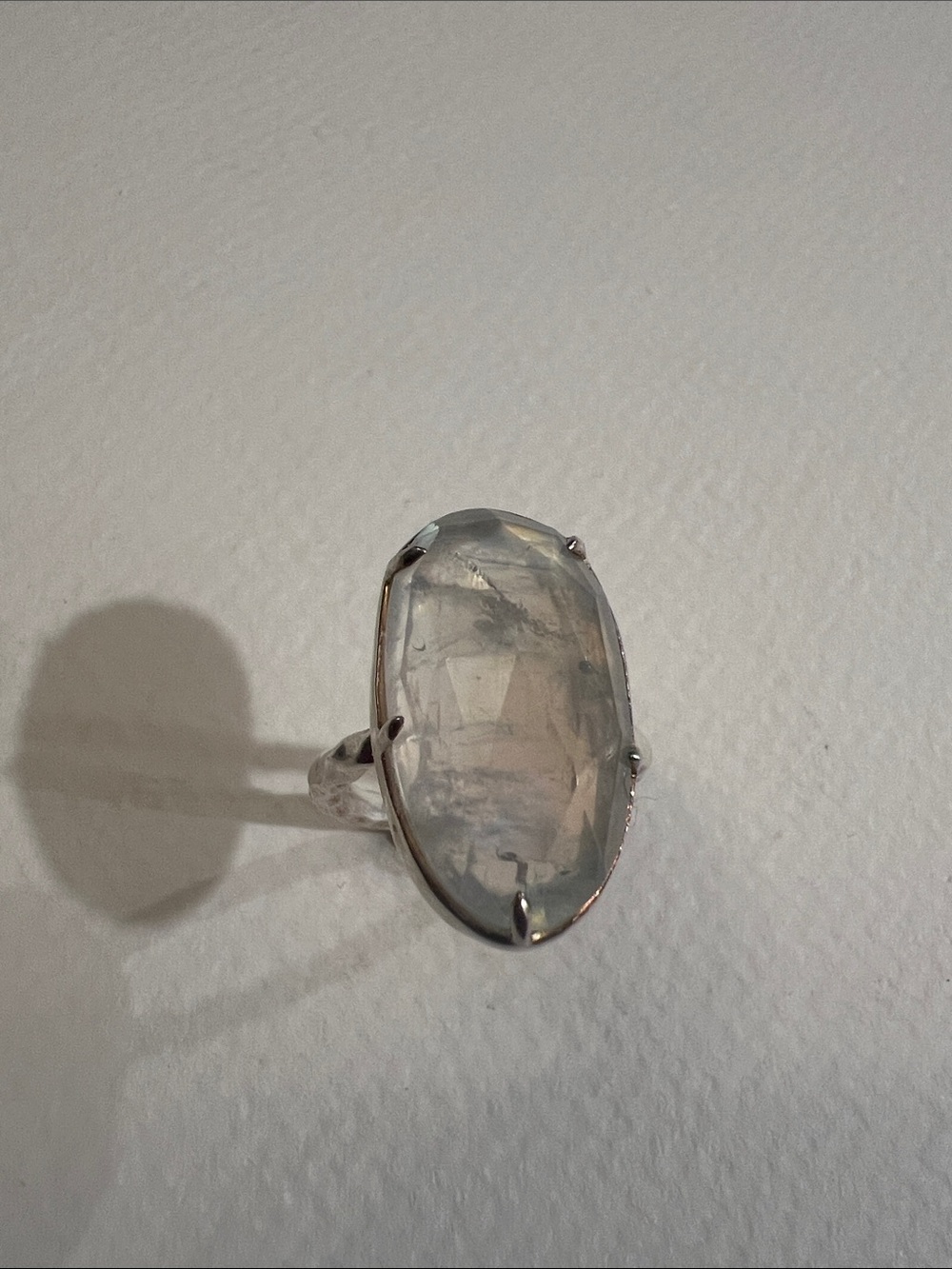 Silver Moonstone Oval Statement Ring